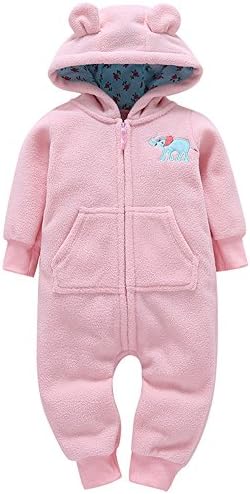 Proumy Baby Boys Girls Thicker Print Hooded Zip Romper Jumpsuit Long Sleeve Outfit Kid Clothes