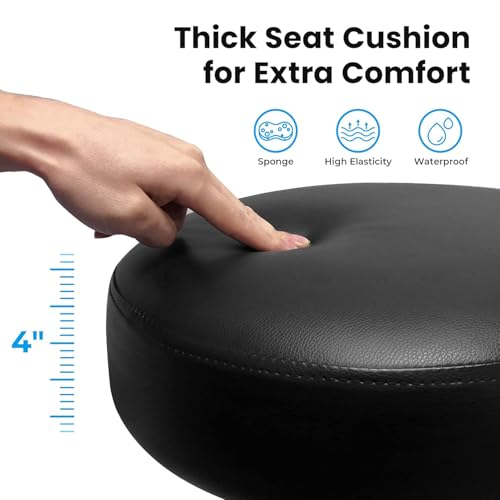 Drafting Chair with Backrest, Adjustable Footrest Rolling Stool with Wheels, Swivel Stool for Office Spa Studio Lab Counter Salon Work, Black 60 * 60 * 113Cm