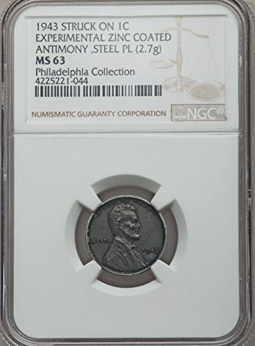 1943 Unique Lincoln Cent 9-Piece Set with Experimental Antimony Test Piece MS-63