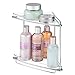 mDesign Steel/Plastic Freestanding Countertop Corner Shelf Organizer with 2-Tier Storage for Bathroom, Vanity, Cabinet, Counter - Holds Makeup, Bath Gel - Prism Collection - 2 Pack - Clear