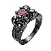 Bamos Jewelry Womens Red Lab Stone Skulls Ring Engagement Wedding Black Gold Plated Garnet Womens Ring Size 7