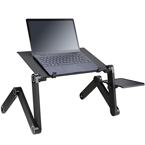 Cozy Desk for bed and sofa,Laptop stand，Height adjustable tabletop, Laptop cooling stand table pad with 2 CPU fans suitable for Notebook or Macbook and iPa，Black aluminum tablet table by AuAg - Thumbnail 3