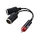 Warmstor Car Cigarette Lighter Splitter Adapter 2 Socket, 1 to 2 DC 12V 24V Cigarette Lighter Power Charger Port 2-Way Splitter, 8 inch SPT-2 16AWG Extension Cord Cable Wire with 15A Fuses