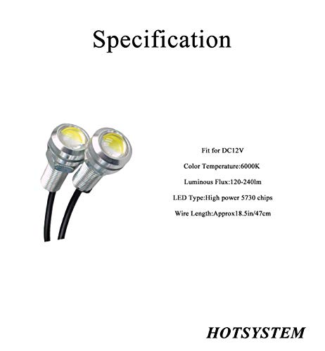 HOTSYSTEM High Power White 9w LED Eagle Eye Bumper Motorcycle Light Tail Light Backup Light for Car Motor 6pcs - Thumbnail 2