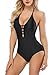 Kyson Sexy One Piece Swimsuit for Women,Deep V Lace-up Bikini Backless Bathing Suit Swimwear (M)