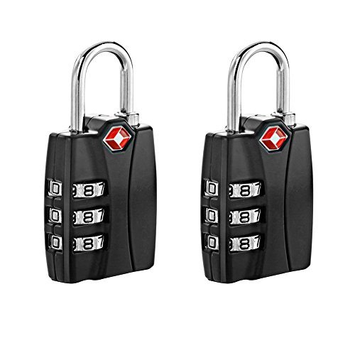 Newtion TSA Approved Luggage Locks With Open Alert Travel Security 3 Digit Combination Password Locks for Suitcases (black(2pcs))