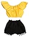 Imcute Cute Baby Girls Short Sleeve Blouse Tube Top+High Waist Pom Pom Short Pants (3-4 Years, Yellow)