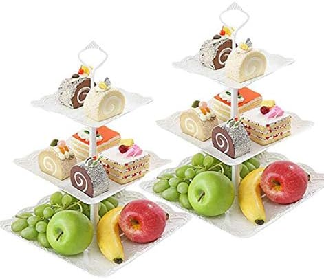 2Pcs European 3-layer fruit plate dessert table multi-layer cake rack dried fruit plate tea snack tray
