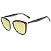 zeroUV High Fashion Metal Outer Frame Color Mirror Lens Oversized Cat Eye Sunglasses 55mm (Tortoise-Gold/Pink Mirror)