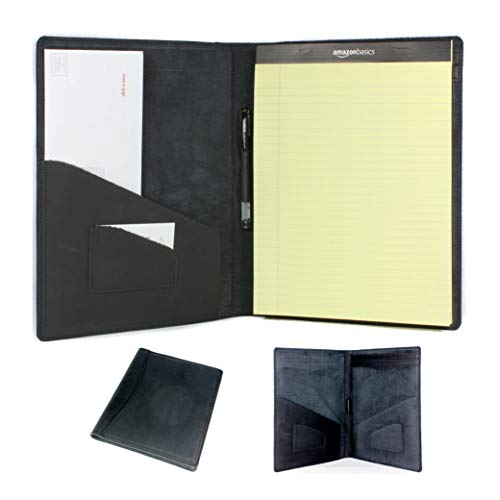 PEGAI Rustic Leather Portfolio/Legal Padfolio, Handcrafted Distressed Leather Pad Folio - Marshall | Charcoal Black