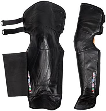 Unisex Black Leather Warm Knee Pad Leg Warmer Protector Motorcycle Knee Protector Protective Half Chaps Leggings Covers Adjustable Strap Windproof for Winter Wind Snow Bike Motorcycle Rider