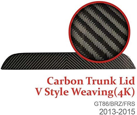 Rear Tailgate Trunk Lid Garnish Exterior Fit Toyota GT86 Scion SUBARU BRZ 2012-2015 Add-on Cover Cap | 4K V Cross Weave Carbon Fiber I Lightweight Strong with UV-Resistant Clear Coating