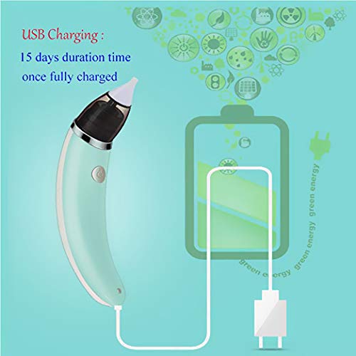 Jalada Baby Nasal Aspirator Electric Nose Cleaner with 2 Sizes of Nose Tips and 5 Levels of Suction, Safe Hygienic for Newborns and Toddlers, USB Charging, Green