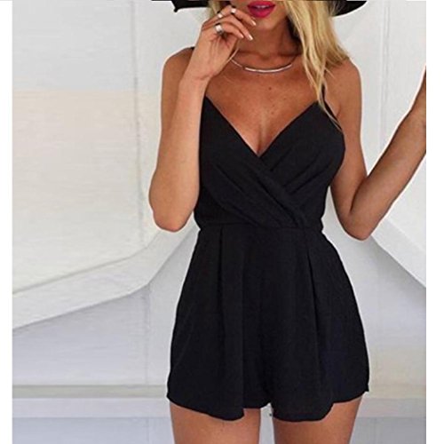 kaifongfu Women Jumpsuit, Sexy Playsuit Bodycon Party Jumpsuit Romper Trousers Clubwear (M, Black) - Thumbnail 2