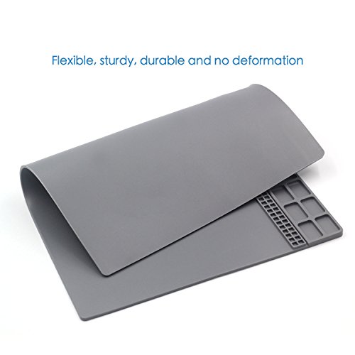 Soldering Mat Silicone Heat Resistant 932°F Electronics Repair for Heat Gun Repair mat for iPhone Circuit Board 13.8 x 9.8 Inches (Grey)