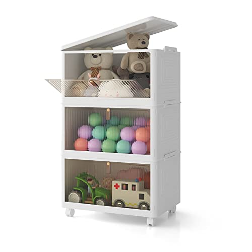 23Qt Plastic Storage Bins Organizer 3 Tier, Stackable Bins for Storage