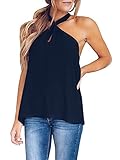 Shele Womens Halter Tank Tops Chiffon Backless Cami Blouse Tunic Shirts