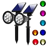 Lepord 2 Sets 7 LED Solar Spotlights Outdoor Solar Lights Waterproof Color Spot Lights for Garden Landscape Spotlights Dark Sensing Auto On/Off Solar Up Lights for Yard Patio Lawn