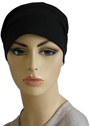 Men or Women Soft Black Organic Bamboo Chemo Hat Comfy for Cancer Headwear