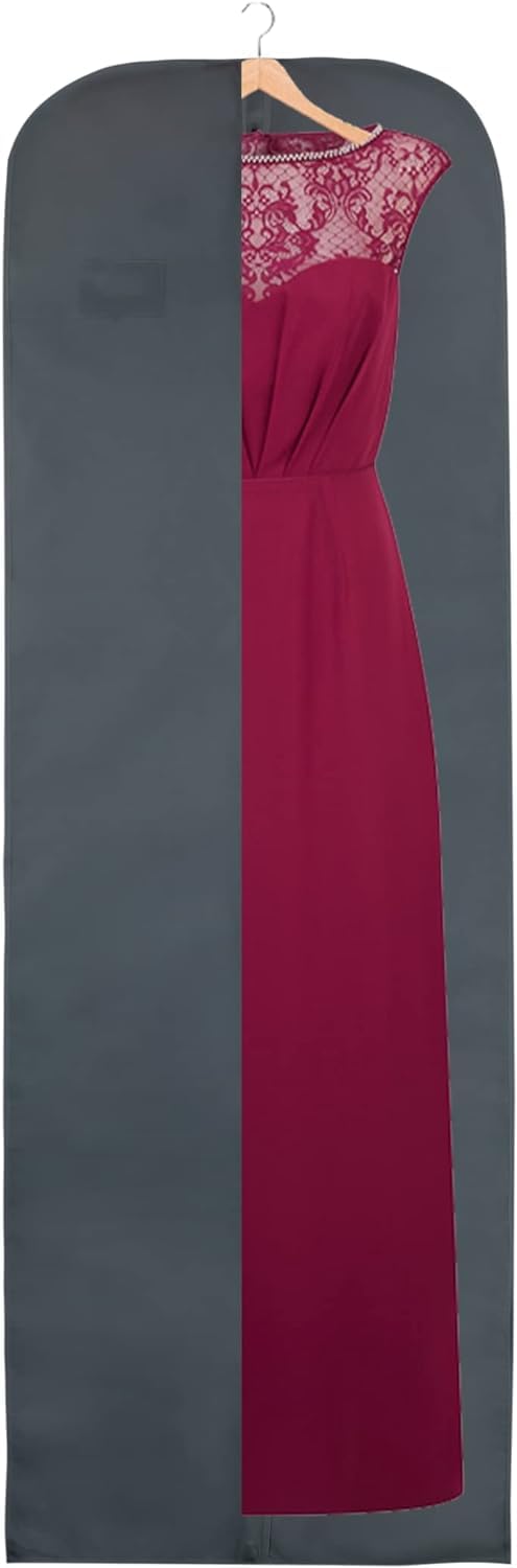 Wedcova Dress Bag | Hanging Garment Bags | Full Length Travel Covers | Wedding Long Clothes Storage Cover with Zipper for Women | 72 Inch (182cm) | Pack of 1 | Grey
