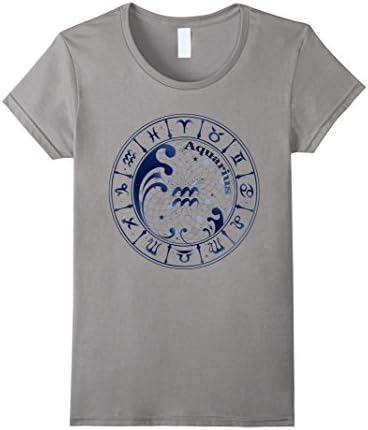 Women's Astrology Aquarius Zodiac sign T-Shirt Medium Slate
