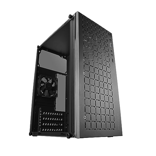 Mars Gaming MC-1000, Kompaktes MicroATX-Gehaeuse, Metall-Mesh-Frontdesign, Volles Seitenfenster, 1x Ultra-Silent FDB 80mm Luefter, Schwarz