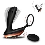 Male Prostate Massager with Penis Ring for Incredibly Powerful Orgasms, PALOQUETH Vibrating Anal Toys 7 Variable Vibration Patterns with Wireless Remote for Hands Free Fun, Rechargeable