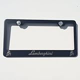 Matte Black Laser Engraved Lamborghini Stainless Steel USA License Plate Frame With Engraved Steel Logo Screw Cap Combo 12.25