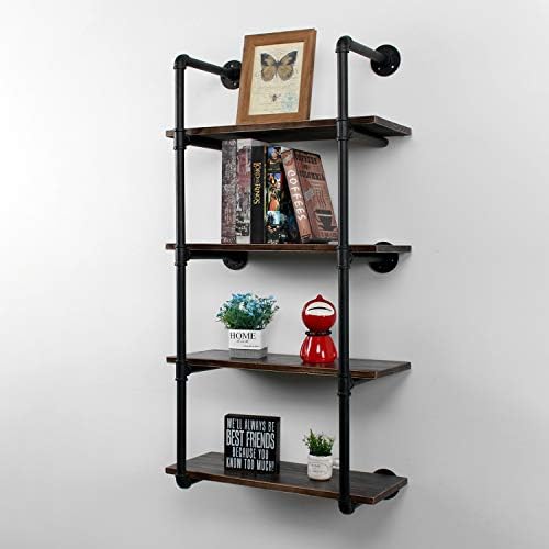 MBQQ Industrial Retro Pipe Shelf 36in 4 Tier Wall Mounted,Rustic