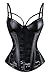 Charmian Women's Steampunk Gothic Black Lace Corset Bustier Faux Leather Bra Lingerie Black Medium