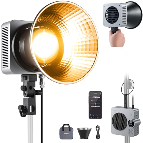NEEWER HS200B Tragbares LED Videolicht APP/2,4G/DMX Steuerung, 280W 84400lx/1m Bi Color Videoleuchte 2700-6500K CRI95+ COB Dauerlicht Bowens Spotlight