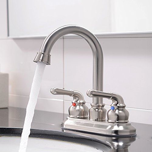 VCCUCINE Commercial Contemporary Brushed Nickel Two Handle Bathroom Sink Faucet, Without Included Pop Up Drain and Hot & Cold Water Hose
