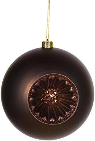 By Vickerman Chocolate Brown Retro Reflector Shatterproof Christmas Ball Ornament 8" (200mm)