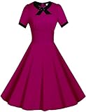 Viwenni Women's Scoop Neck Vintage Casual 1950'S Retro Bridesmaid Dress (XX-Large, Rosa)