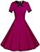 Viwenni Women's Scoop Neck Vintage Casual 1950'S Retro Bridesmaid Dress (XX-Large, Rosa)