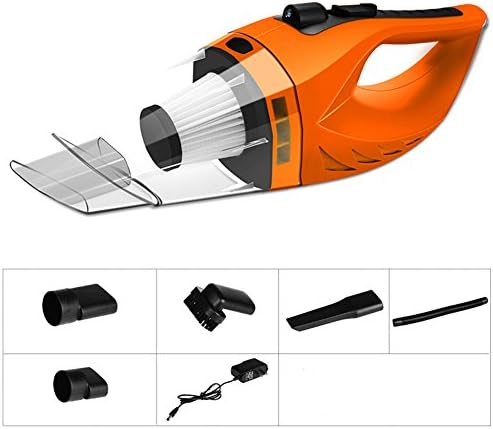 LED Light Handheld Cordless Vacuum Cleaner DC 12V High Power with Stronger Suction, for Car with Home and Pet Hair Clean,Orange [Energy Class A]