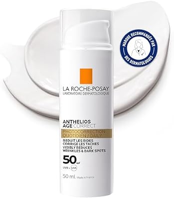 - Anthelios Age Correct - Crème Solaire Spf 50 - Soin Visage Anti-rides et Anti-taches Sans Parfum - Enrichi en Acide Hyaluronique - Haute Protection Solaire Contre les UVA/UVB