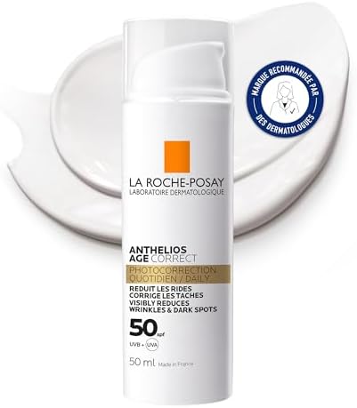 - Anthelios Age Correct - Crème Solaire Spf 50 - Soin Visage Anti-rides et Anti-taches Sans Parfum - Enrichi en Acide Hyaluronique - Haute Protection Solaire Contre les UVA/UVB