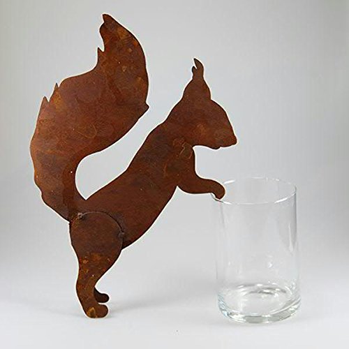 Klocke Edelrost Dekor Rust Brown Rustic Garden Decoration Squirrel - Height 35 cm - Patina Rust Technique