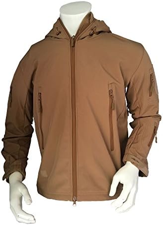 PANS Men's Army Outdoor Military Special Ops Softshell Tactical Hooded Jacket Hunting Jacket (Tan, XXL)