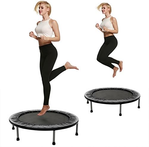 Folding Fitness Trampoline Indoor Outdoor Workout Cardio Training trampoline with Safety Pad for Adults and Kids Age 13+, Max load 220 lbs (Black)