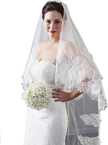 Leekida Women's Custom Made Long 2 Tier Wedding Bridal Veil With Free Comb