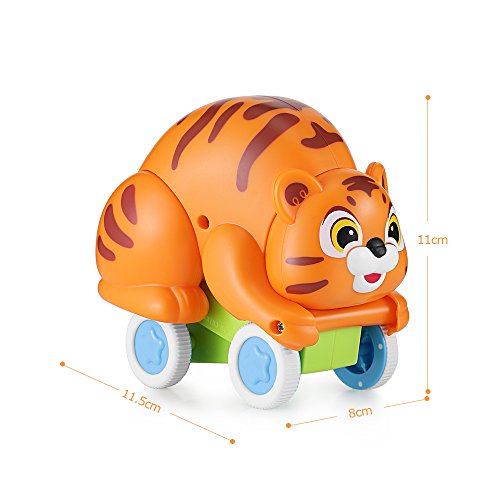 oakome Pull Back Car Toys,Friction Powered Soft Animal Push and Go Vehicles Toys for 2 Years Old Boys Girls and Toddlers (Tiger)