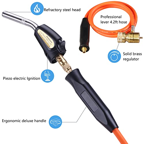 Propane Torch Trigger Start, Mapp Gas Torch with Hose 3.6FT, Welding