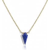 Gem O World Natural Gemstone Kite Necklace for Women | German Silver Pendant Jewelry | Dainty 16+2 Inch Healing Crystal Gift for Her (Lapis Lazuli)