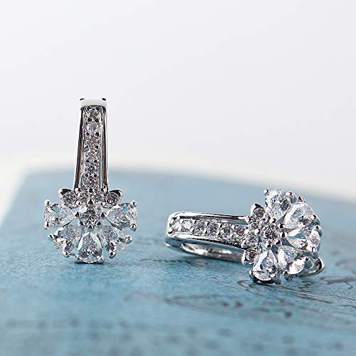 925 Sterling Silver Small Hoop Earrings Cubic Zirconia cartilage, Cubic Zirconia Cuff Earrings Huggie Stud, Gold Plated Huggie Earrings for Women Hypoallergenic (Big CZ-Silver)