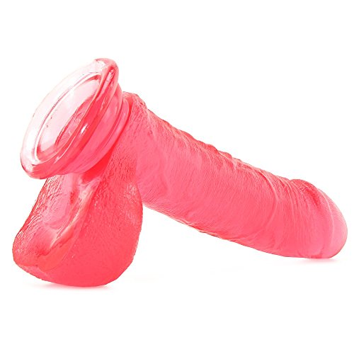 Doc Johnson Crystal Jellies 7" Realistic Dildo with Suction Cup - Pink - Image 3