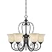 Westinghouse 6340700 Callan Five-Light Indoor Chandelier, Oil Rubbed Bronze Finish with Caramel Scavo Glass