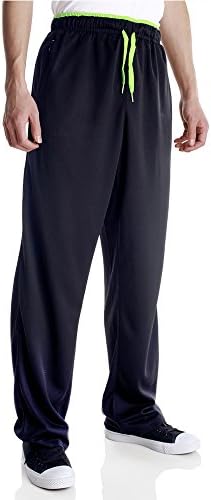 Duuluup Men Sport Pants Quick Dry Active Sports Jersey Pants Color Mixing with Zipper Pockets