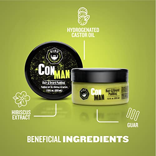 GIBS Con Man Hair & Beard Pudding LeaveIn Conditioner, Curl Definer